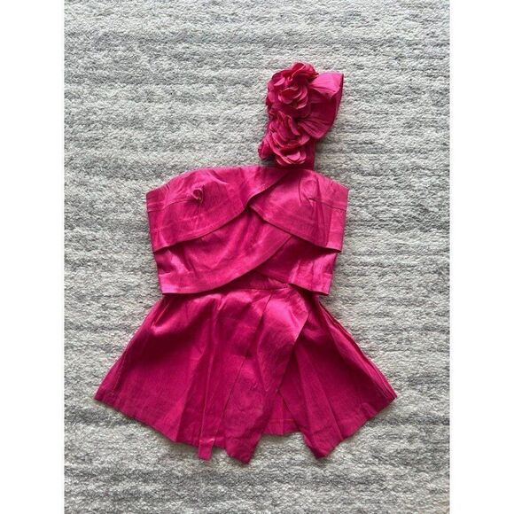 Betsey Johnson Inspired Retro Vintage Fun Rebel Glam Chic Pink One Shoulder Top - Picture 6 of 12